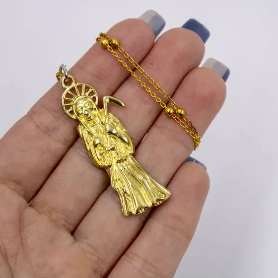 Pingente Santa Muerte 47X15Mm Em Zamac Com 06 Pecas - Dourado