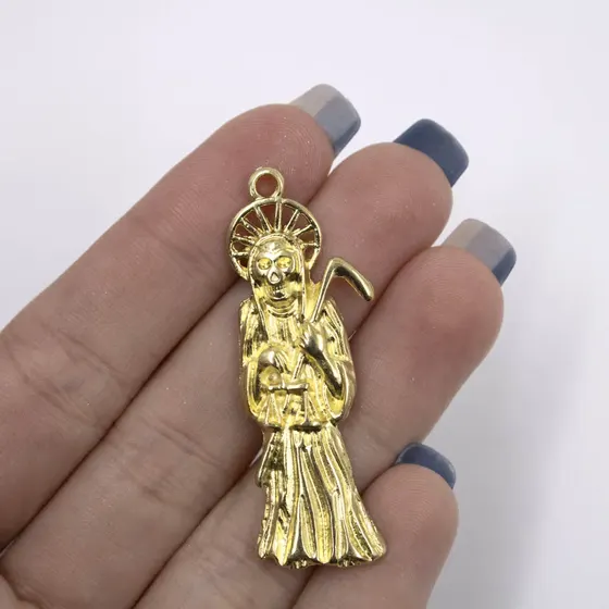 Pingente Santa Muerte 47X15Mm Em Zamac Com 06 Pecas - Dourado