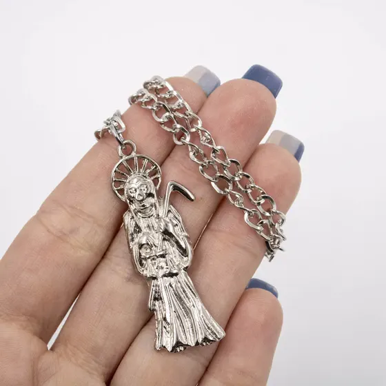 Pingente Santa Muerte 47X15Mm Em Zamac Com 06 Pecas - Niquel