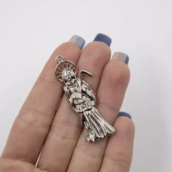 Pingente Santa Muerte 47X15Mm Em Zamac Com 06 Pecas - Niquel