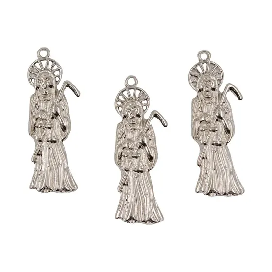 Pingente Santa Muerte 47X15Mm Em Zamac Com 06 Pecas - Niquel