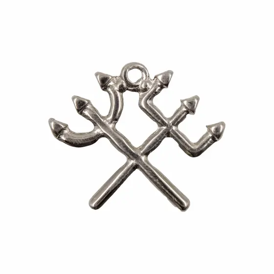 Pingente Tridente Cruzado Exu 32X28Mm Em Zamac Com 12 Pecas - Niquel