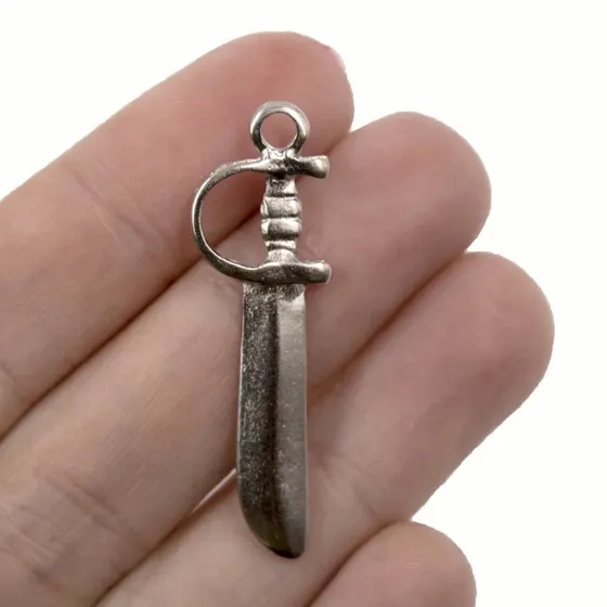 Pingente Espada De Ogum 38X12Mm Em Zamac Com 24 Pecas - Niquel