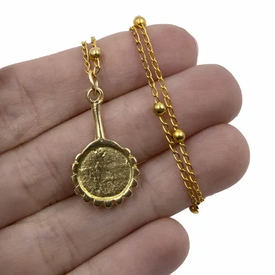 Pingente Espelho Redondo Abebe 26X15Mm Em Zamac Com 24 Pecas - Dourado