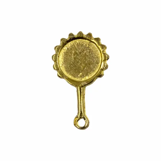 Pingente Espelho Redondo Abebe 26X15Mm Em Zamac Com 24 Pecas - Dourado