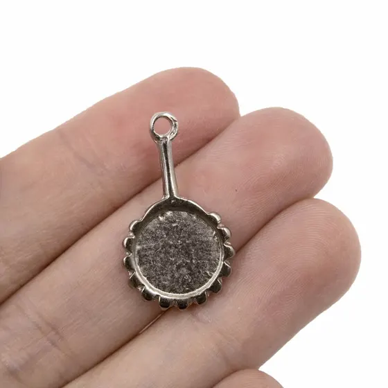 Pingente Espelho Redondo Abebe 26X15Mm Em Zamac Com 24 Pecas - Niquel