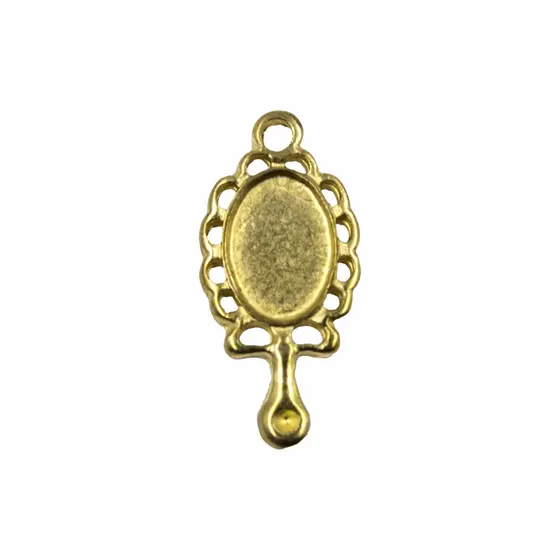 Pingente Espelho Oval Abebe 27X13Mm Em Zamac Com 24 Pecas - Dourado
