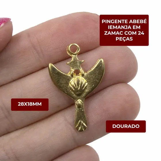 Pingente Abebe Iemanja 28X18Mm Em Zamac Com 24 Pecas - Dourado