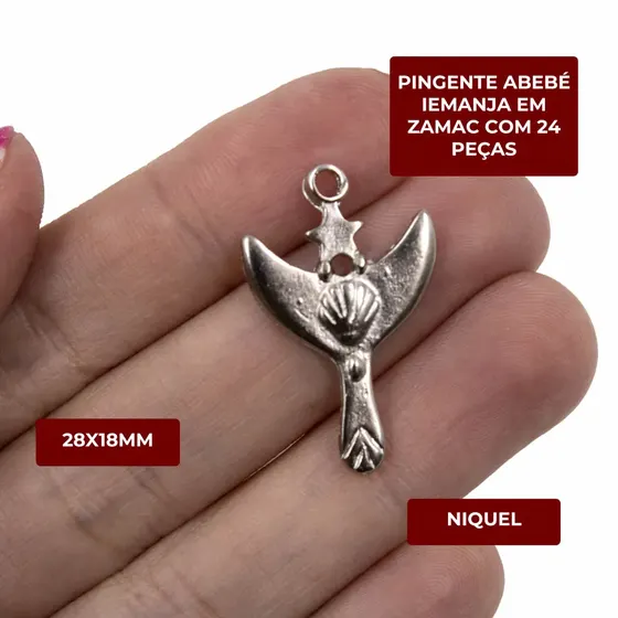 Pingente Abebe Iemanja 28X18Mm Em Zamac Com 24 Pecas - Niquel