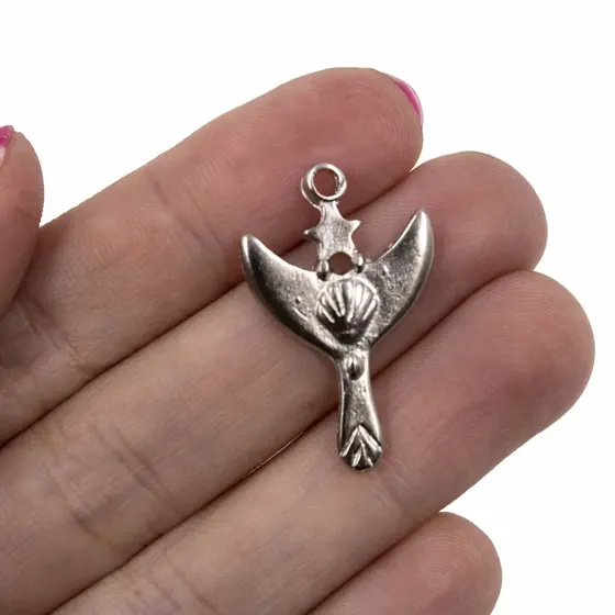 Pingente Abebe Iemanja 28X18Mm Em Zamac Com 24 Pecas - Niquel