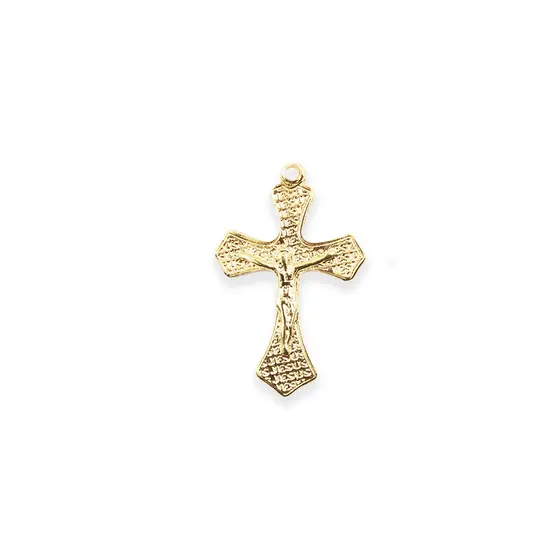 Pingente Cataforetico Crucifixo Jesus 45X30Mm Em Zamac Com 12 Pecas - Dourado