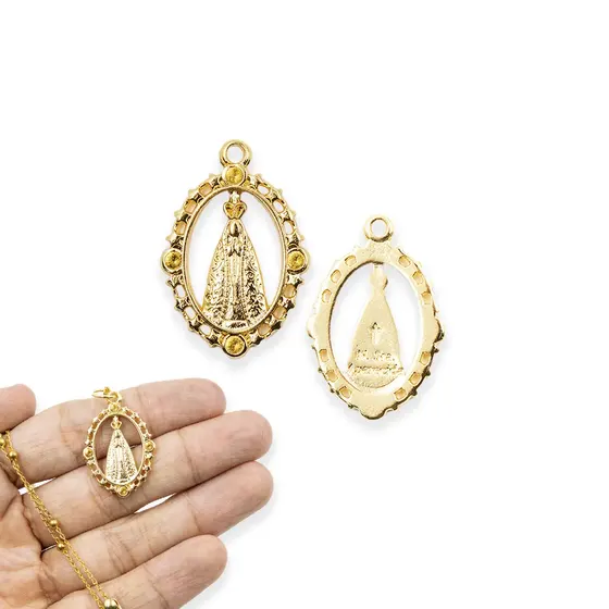 Pingente Cataforetico Nossa Senhora 30X20Mm Em Zamac Com 12 Pecas - Dourado