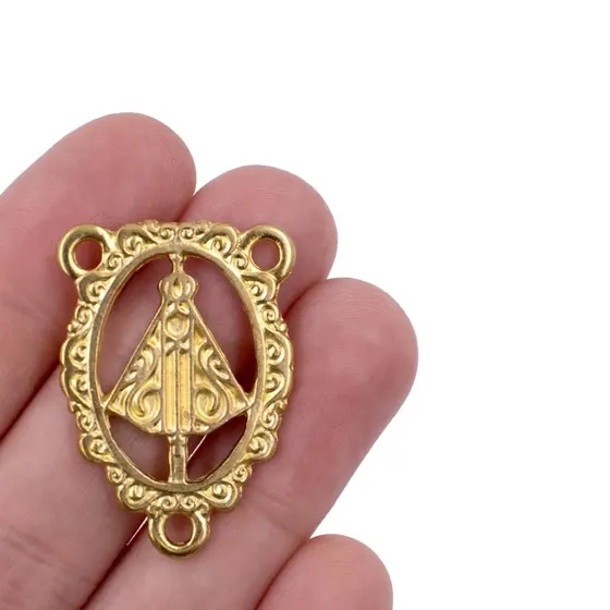 Entremeio Com Borda Nossa Senhora 33X23Mm Em Zamac Com 10 Pecas - Dourado