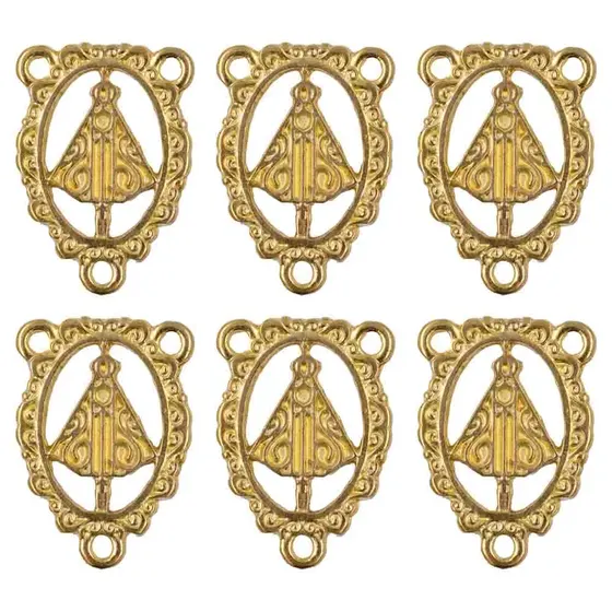 Entremeio Com Borda Nossa Senhora 33X23Mm Em Zamac Com 10 Pecas - Dourado