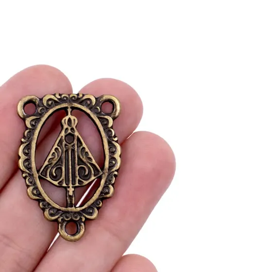 Entremeio Com Borda Nossa Senhora 33X23Mm Em Zamac Com 10 Pecas - Ouro Velho