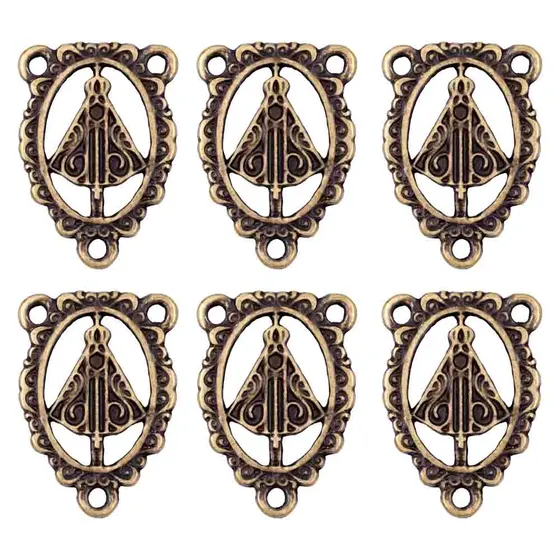 Entremeio Com Borda Nossa Senhora 33X23Mm Em Zamac Com 10 Pecas - Ouro Velho