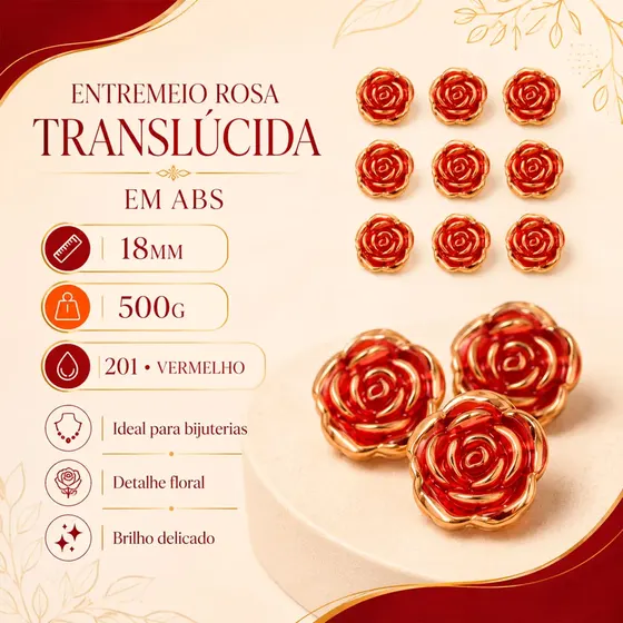 Entremeio Rosa Translucida 18Mm Em Abs Com 500G