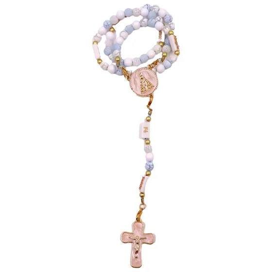 Kit Crucifixo E Entremeio (N Senhora) Para Terco Em Zamac Com 05 Pares