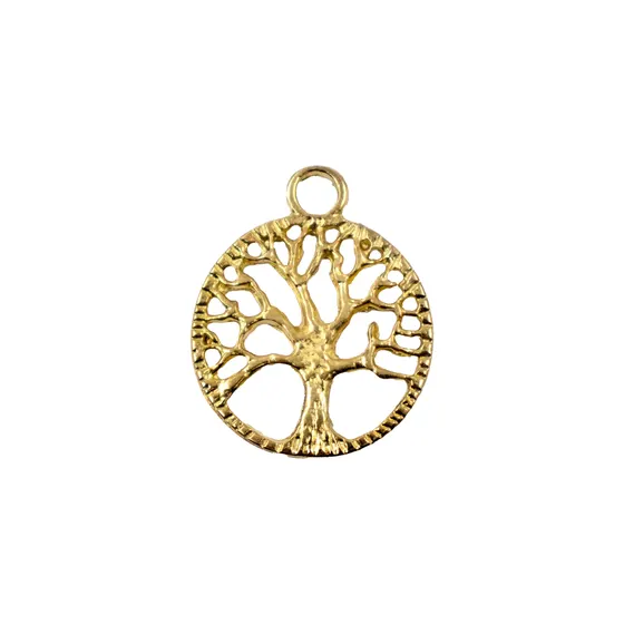 Pingente Arvore Da Vida 30Mm Em Zamac Com 12 Pecas - Dourado
