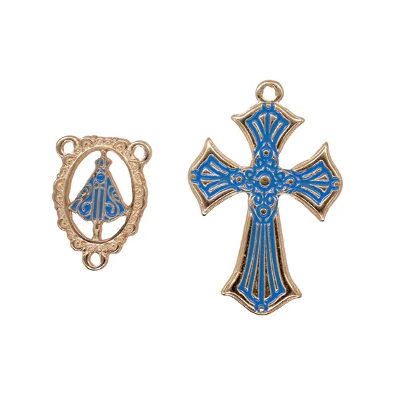 Entremeio Cataforetico Resinado Crucifixo 57X38Mm Em Zamac Com 6 Pecas