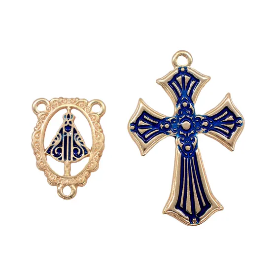 Entremeio Cataforetico Resinado Crucifixo 57X38Mm Em Zamac Com 6 Pecas