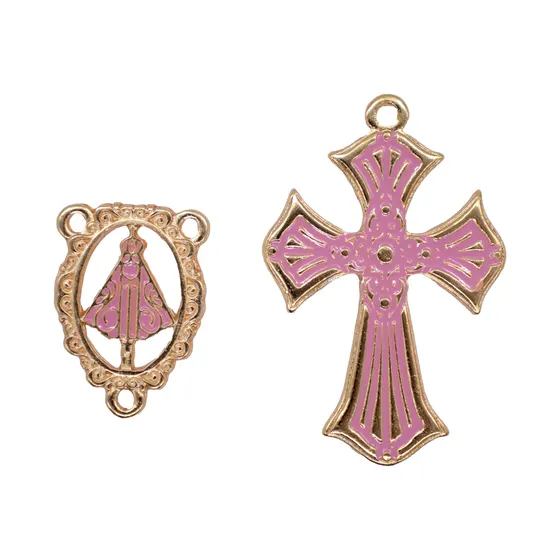 Entremeio Cataforetico Resinado Crucifixo 57X38Mm Em Zamac Com 6 Pecas