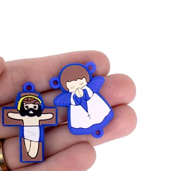 Kit Aplique Para Terco Anjo E Cruz 35Mm Emborrachado Com 100 Pecas