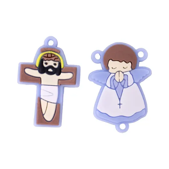 Kit Aplique Para Terco Anjo E Cruz 35Mm Emborrachado Com 100 Pecas