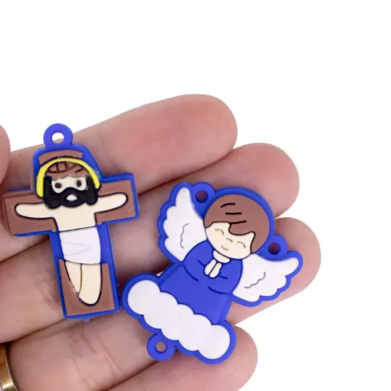 Kit Aplique Para Terco Anjo Nuvem E Cruz 35Mm Emborrachado Com 100 Pecas
