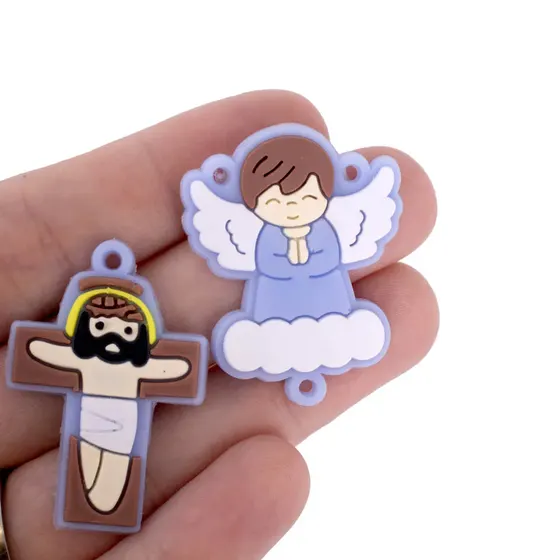 Kit Aplique Para Terco Anjo Nuvem E Cruz 35Mm Emborrachado Com 100 Pecas