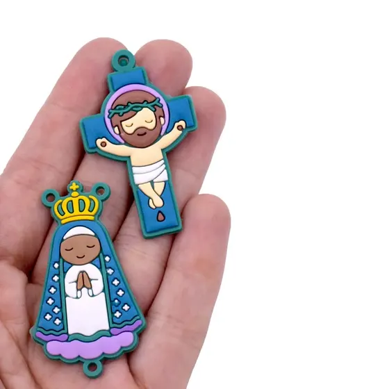 Kit Aplique Para Terco Nossa Senhora Aparecida E Cruz 50Mm Emborrachado Com 50 Pecas