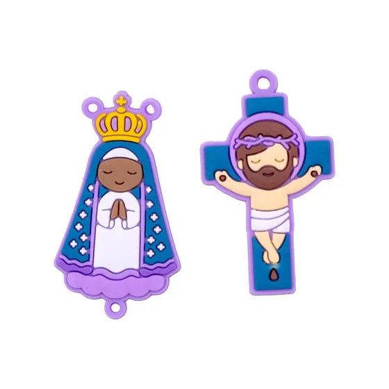 Kit Aplique Para Terco Nossa Senhora Aparecida E Cruz 50Mm Emborrachado Com 50 Pecas