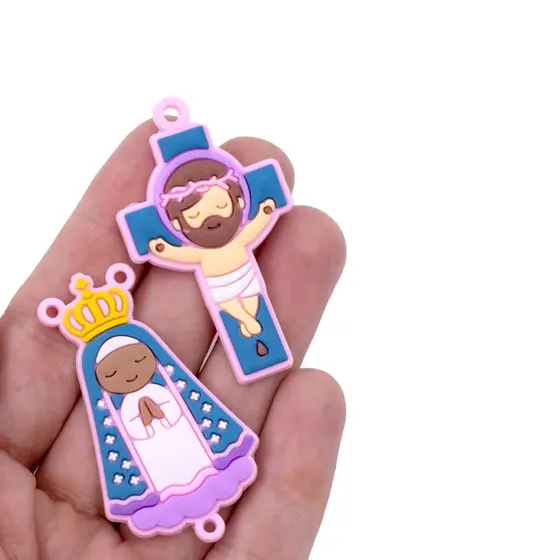 Kit Aplique Para Terco Nossa Senhora Aparecida E Cruz 50Mm Emborrachado Com 50 Pecas