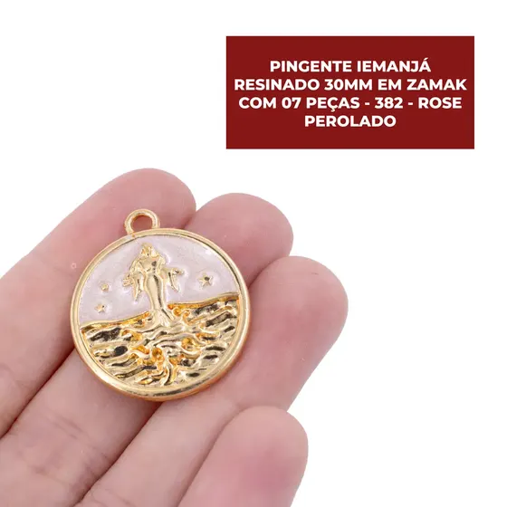 Pingente Iemanja Resinado 30Mm Em Zamak Com 07 Pecas