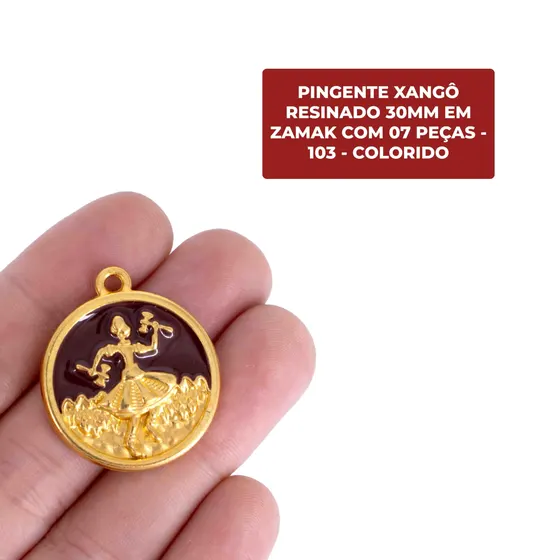 Pingente Xango Resinado 30Mm Em Zamak Com 07 Pecas
