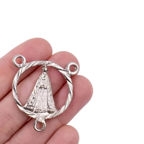 Entremeio Nossa Senhora Torcido 35X32Mm Em Zamac Com 12 Pecas - Niquel