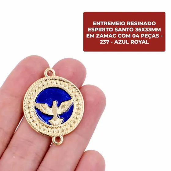 Entremeio Resinado Espirito Santo 35X33Mm Em Zamac Com 04 Pecas