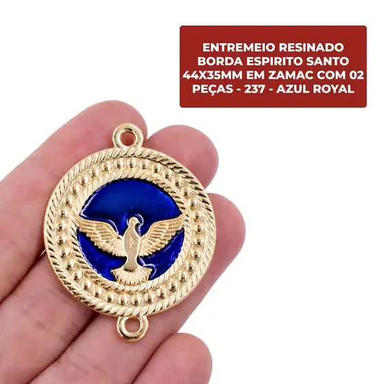 Entremeio Resinado Borda Espirito Santo 44X35Mm Em Zamac Com 02 Pecas