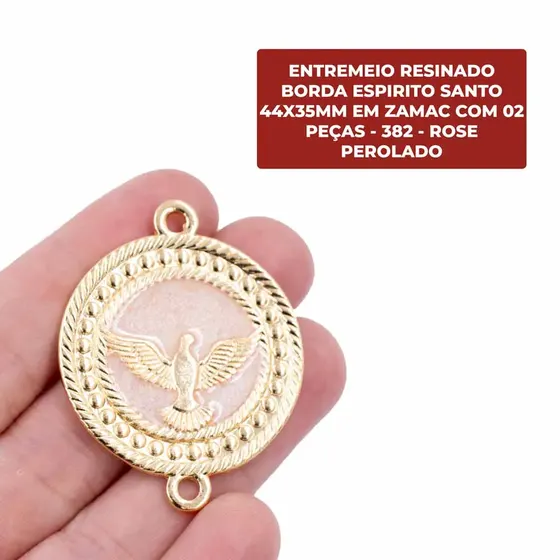 Entremeio Resinado Borda Espirito Santo 44X35Mm Em Zamac Com 02 Pecas