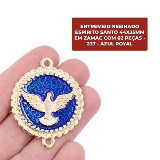 Entremeio Resinado Espirito Santo 44X35Mm Em Zamac Com 02 Pecas