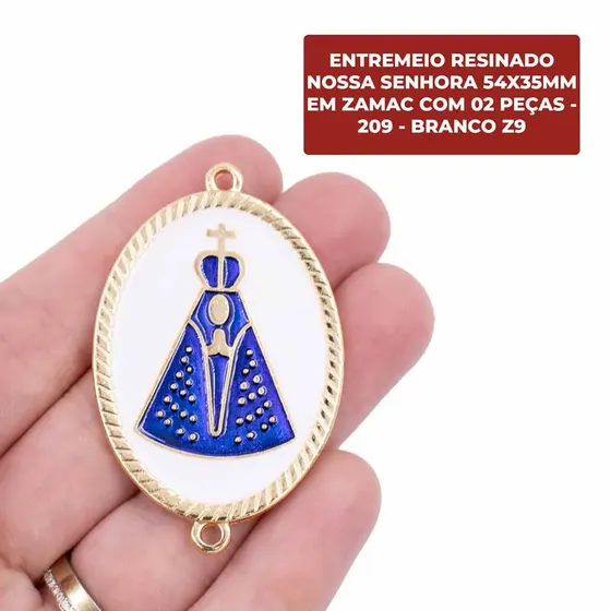 Entremeio Resinado Nossa Senhora 54X35Mm Em Zamac Com 02 Pecas