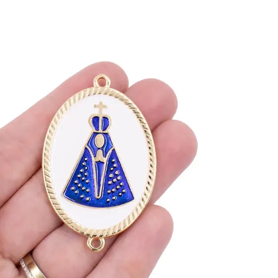 Entremeio Resinado Nossa Senhora 54X35Mm Em Zamac Com 02 Pecas