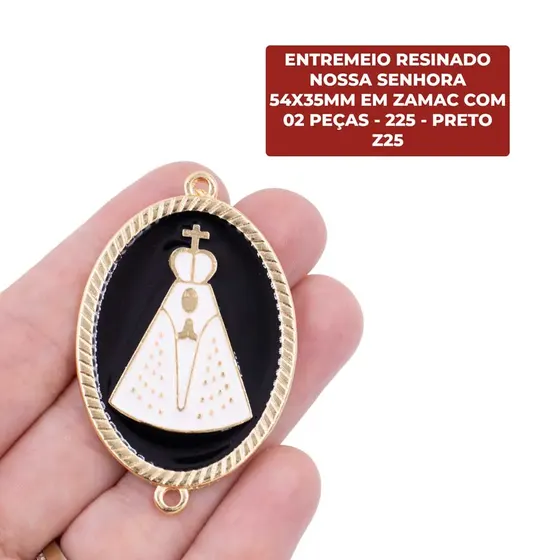 Entremeio Resinado Nossa Senhora 54X35Mm Em Zamac Com 02 Pecas