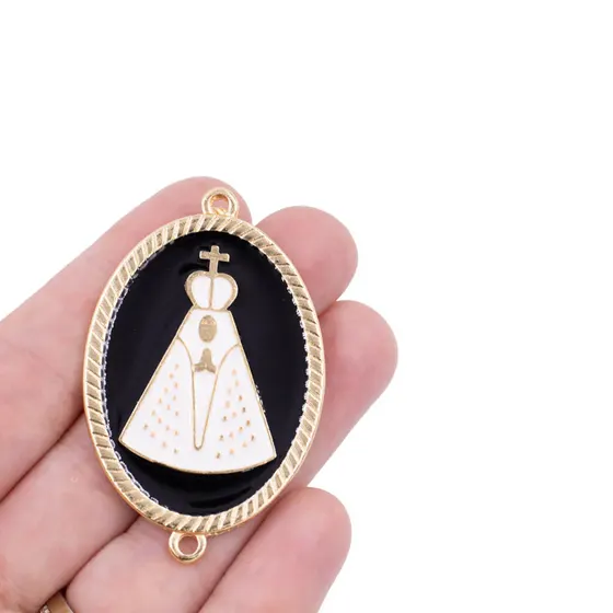 Entremeio Resinado Nossa Senhora 54X35Mm Em Zamac Com 02 Pecas