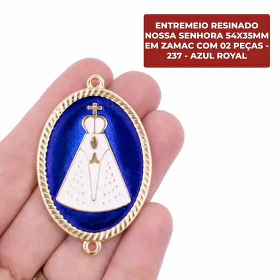 Entremeio Resinado Nossa Senhora 54X35Mm Em Zamac Com 02 Pecas