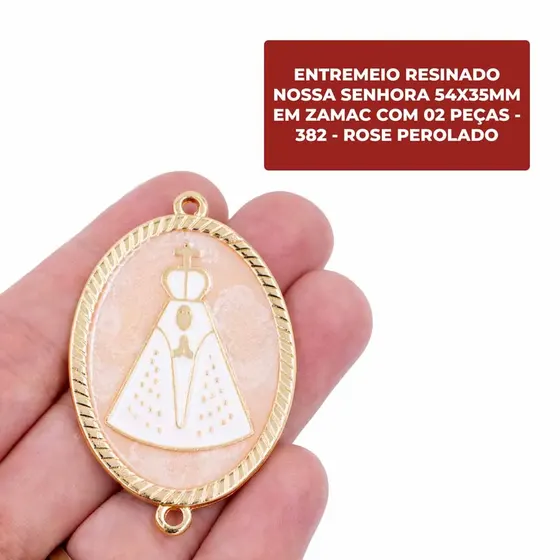 Entremeio Resinado Nossa Senhora 54X35Mm Em Zamac Com 02 Pecas