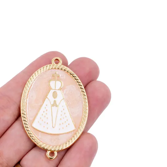 Entremeio Resinado Nossa Senhora 54X35Mm Em Zamac Com 02 Pecas