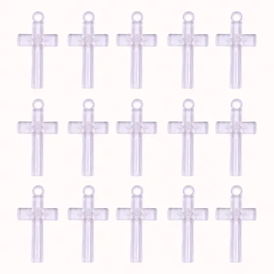 Pingente Crucifixo 31X19Mm Em Acrilico Com 500G - Cristal Transparente