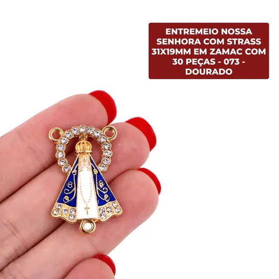 Entremeio Nossa Senhora Cravejado 31X19Mm Em Zamac Com 30 Pecas