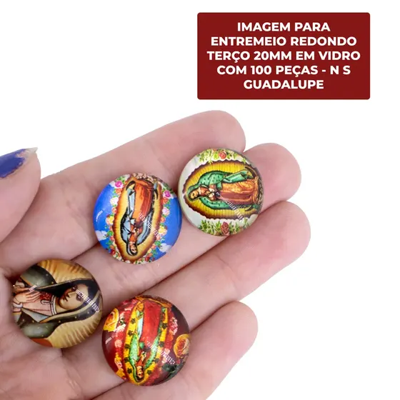 Cabochon Imagem Para Terco Redondo 20Mm Em Vidro Com 100 Pecas - N S Guadalupe
